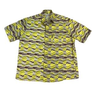 Woodin African Print Button Down Contemporary Short Sleeve Size XL
